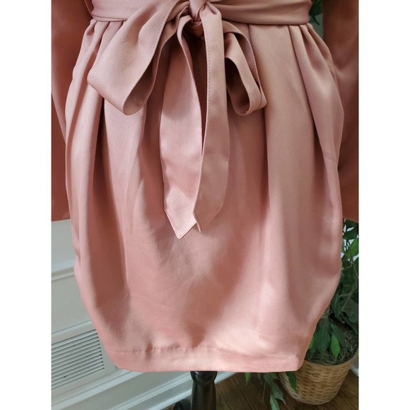 HOUSE OF CB LONDON Women Pink Polyester Wrap V Neck Knee Length Dress Small - Picture 4 of 14